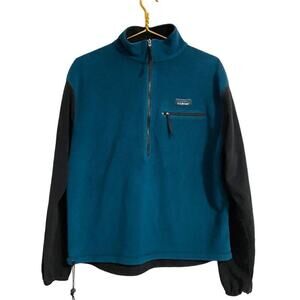 L.L.Bean Classic Fleece Pullover Jacket Mens L Dark Teal Outdoor 1/4 Zip